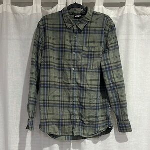 Vans Green and Blue Plaid Long Sleeve Shirt